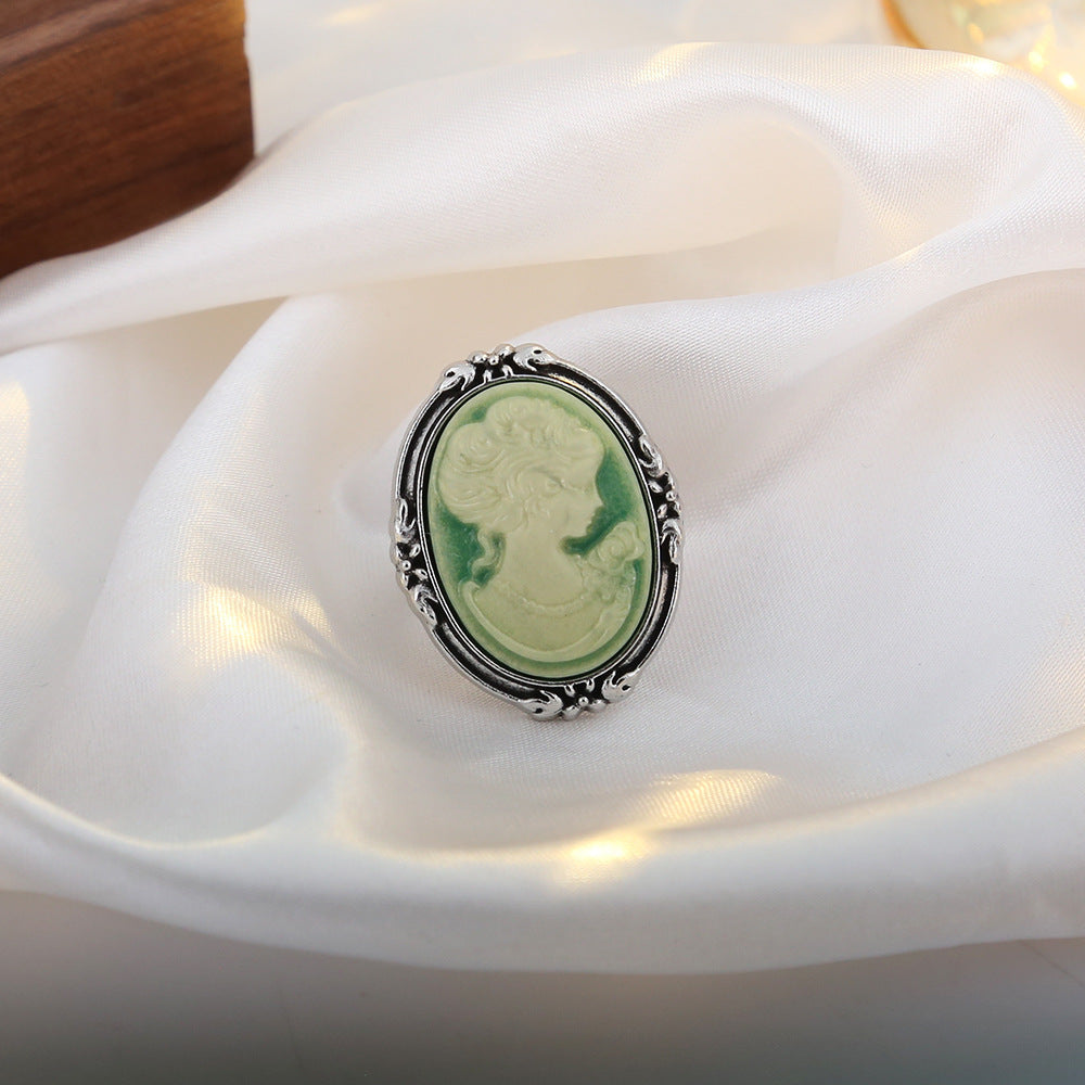 Wholesale Vintage Cameo Oval Portrait Ring Women Retro Court Style Fashion Jewelry Accessory Gift