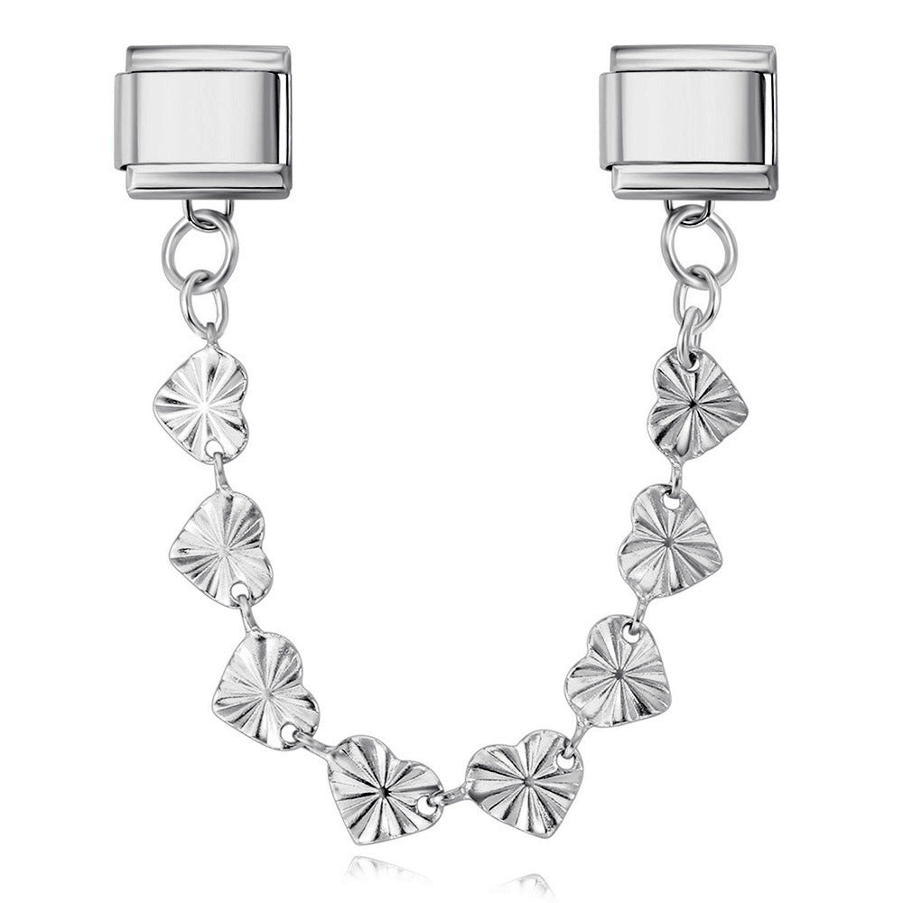 Wholesale Italian Charm Bracelet 9mm DIY Splicing Heart Pendant Stainless Steel Composable Bracelet