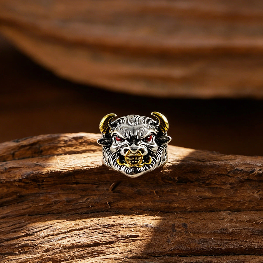 Wholesale Stylish Angry Bull Head Open Ring Zinc Alloy Men S Fashion Accessory
