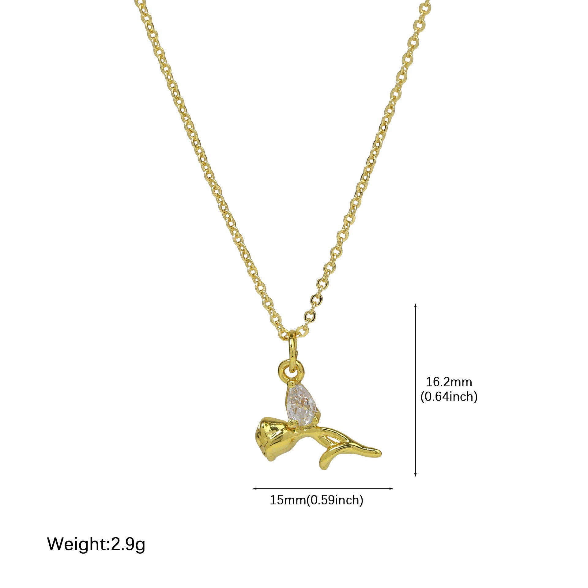 Wholesale Zircon Rose Multicolor Pendant Necklace