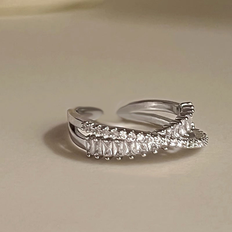 Wholesale  Cross Zircon Ring Open Ring