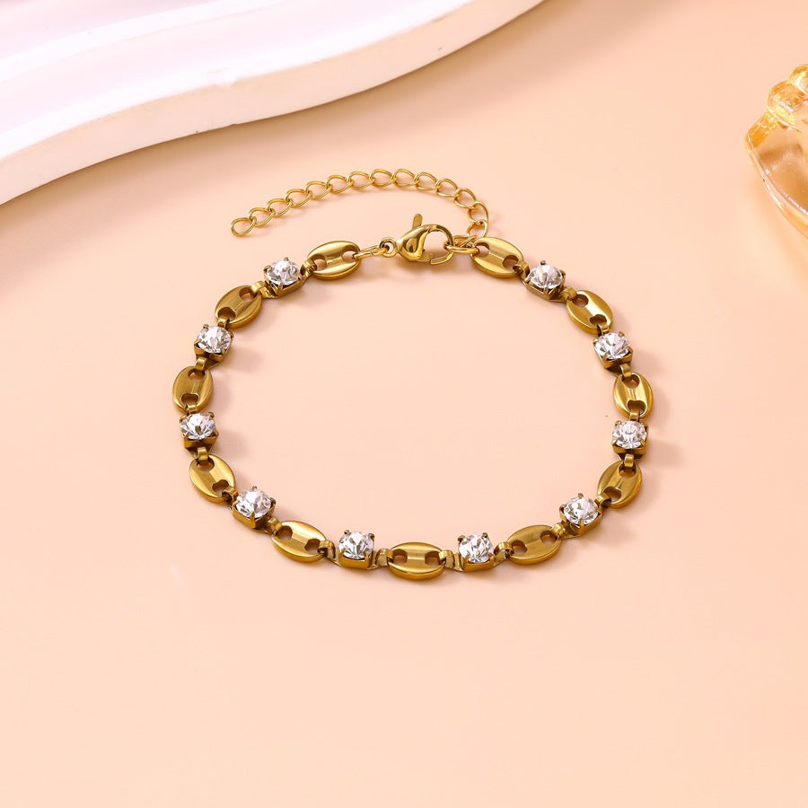 Wholesale Light Luxury Rhinestone Bracelet Stainless Steel Jewelry Accessory for Women