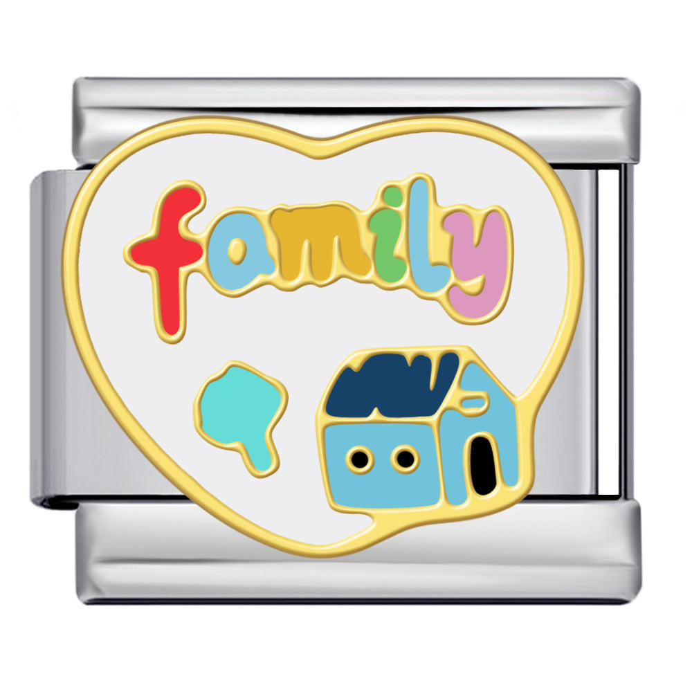 Wholesale  Italian modular  heart-shaped titanium steel  oil-dripping DIYbracelet