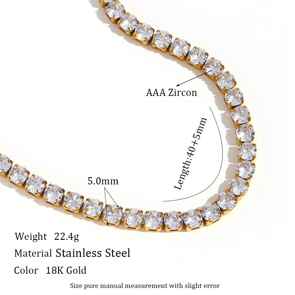 Wholesale Trendy European American Fashion Stainless Steel Zircon Necklace,  Jewelry Accessory for Women