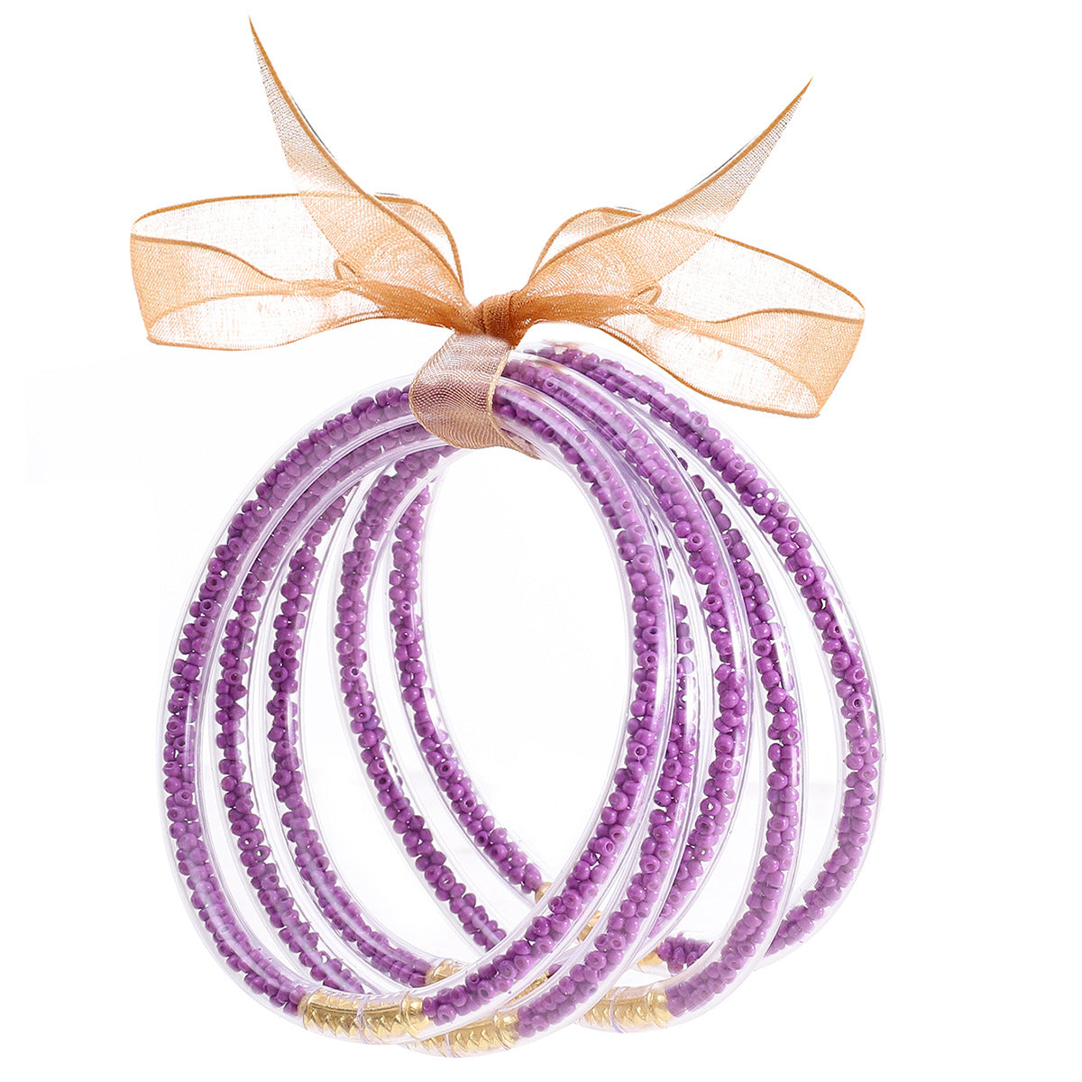 Wholesale Rice Beads Colorful Ribbon Plastic Silicone Tube Bracelet Jelly Bangles Beaded Bracelets ACC-BT-YTian005