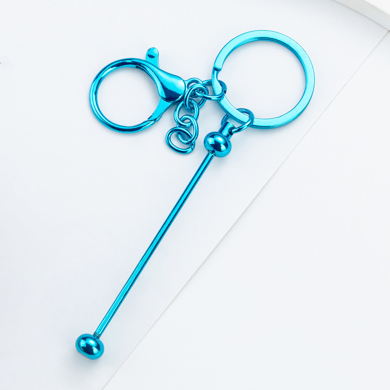 Wholesale DIY Beaded Keychain UV Electroplated Metal Keychain