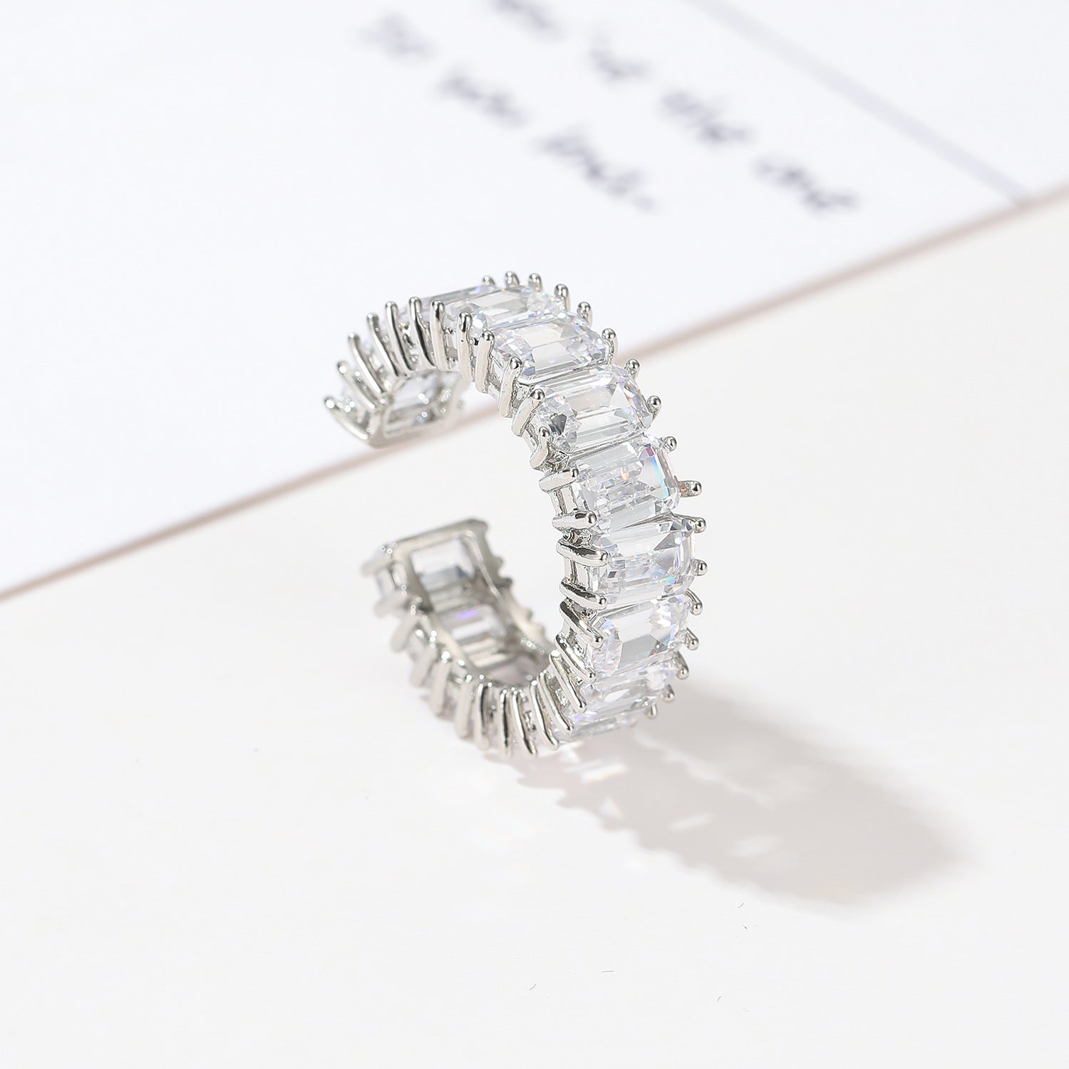 Wholesale  simple personalized ring micro inlaid zircon  square diamond full ring