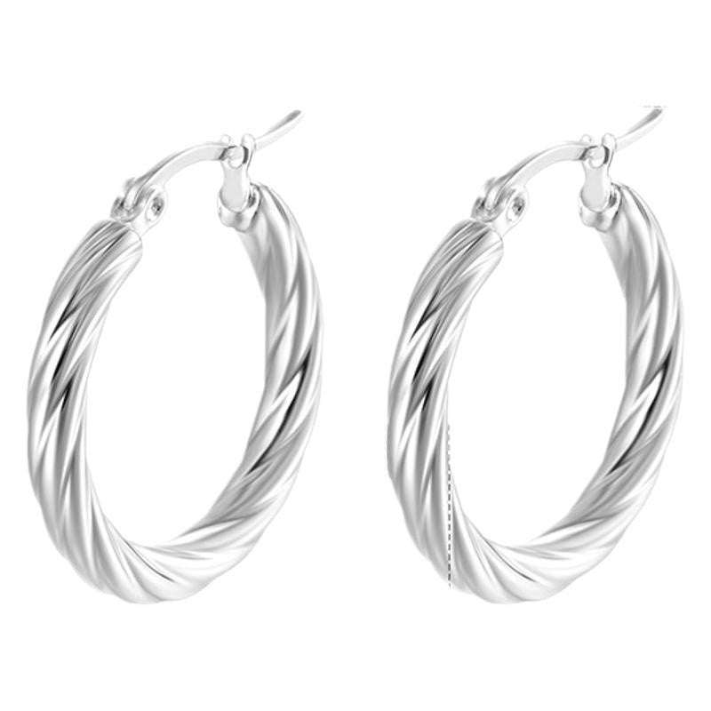 Boucles d'oreilles en acier inoxydable plaquées en argent rétro en gros