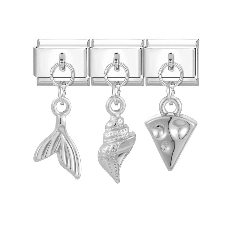 Wholesale Stainless Steel Flower Pendant Three-Piece DIY Bracelet Set Fashion Accessory for Everyday Wear