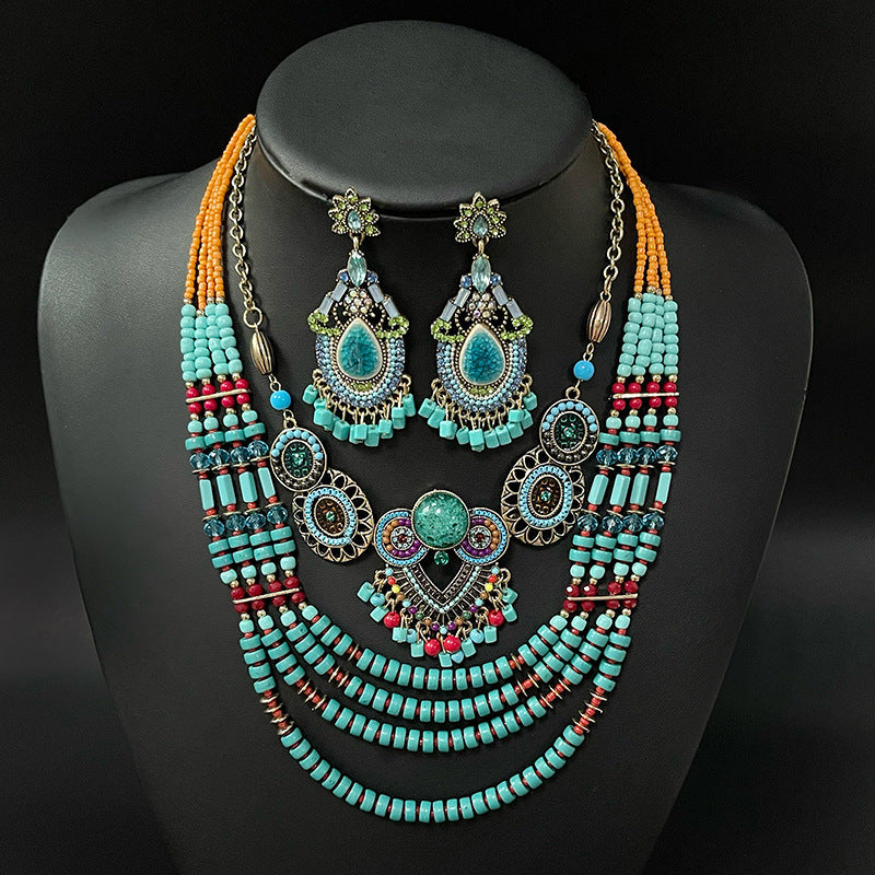 Wholesale Ethnic Bohemian Rice Beads Necklaces Earrings Jewelry Set ACC-NE-Jicai002