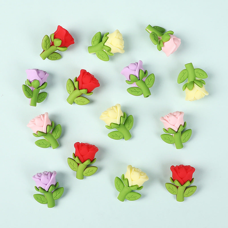 Wholesale 20pcs 3D Rose Focal Beads DIY Bead Accessories