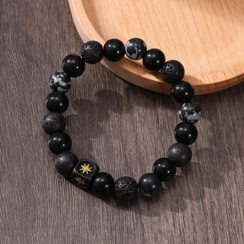 Wholesale Natural Volcanic Stone Snowflake Stone Beads Bracelet
