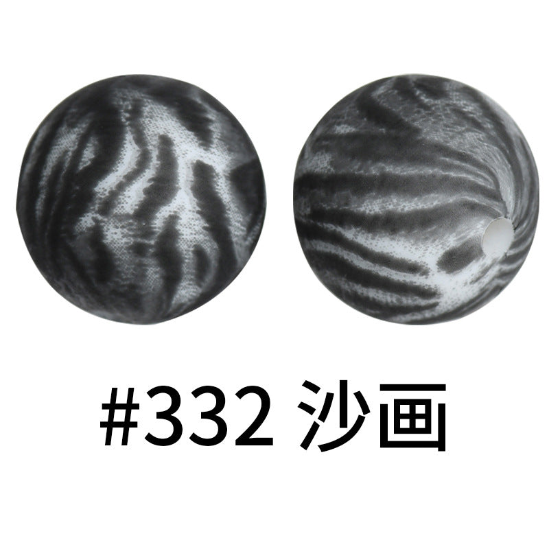 Wholesale 50pcs 15mm Sand Painting Silicone Round Beads DIY Bead Accessories ACC-BDS-HeSheng004