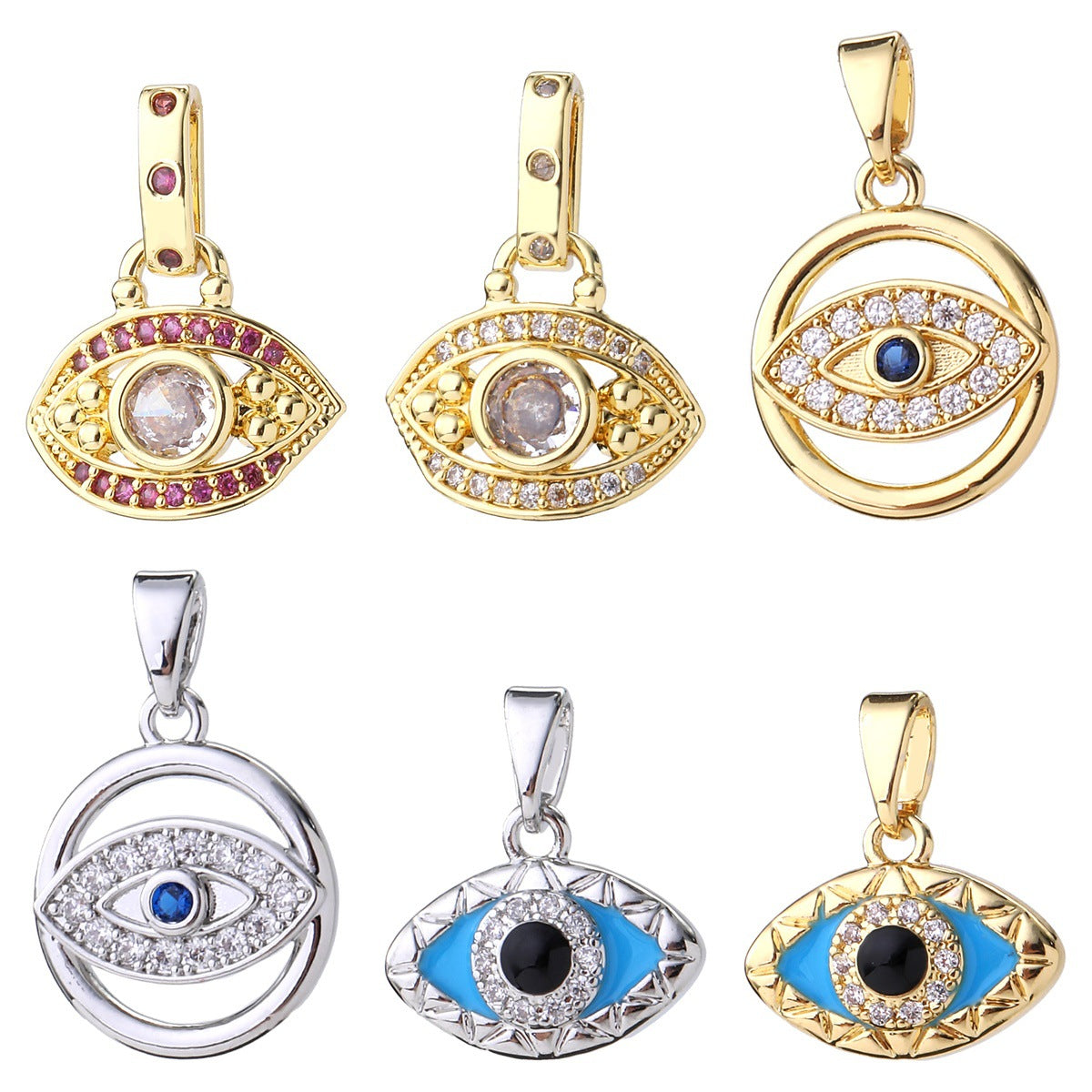 Wholesale Gold Plated Brass Evil Eye Pendant Y2K Trendy Large Eyeball Jewelry Accessory For Women