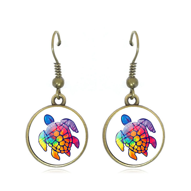 Wholesale Rendering of Colored Turtle Vintage Glass Earrings Accessories ACC-ES-JiaYun001
