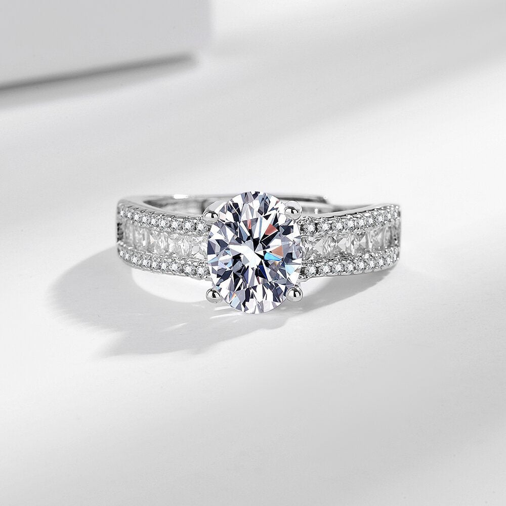 Wholesale Light Luxury Brilliant Blue Pointed Crystal Color Zircon Ring