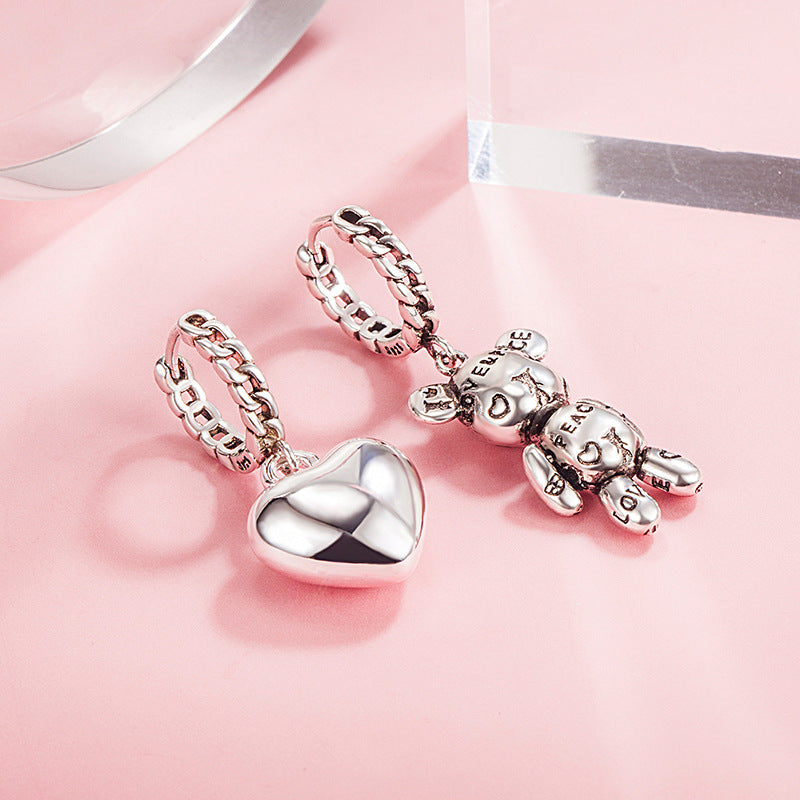 Wholesale asymmetric letter bear earrings