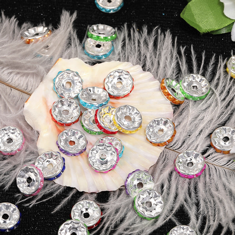 Wholesale 100pcs Copper Round Diamond Ring Spacer Beads DIY Bead Pen Accessories ACC-BDS-BLG140