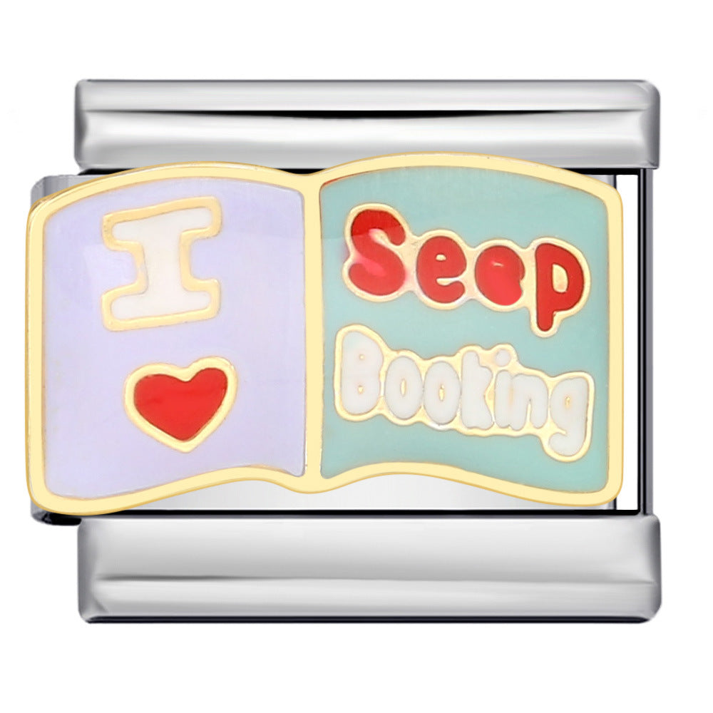 Wholesale Stainless Steel Bracelets 
Gold Plated Oil Drop Welding Pattern DIY Italian Module Bracelet