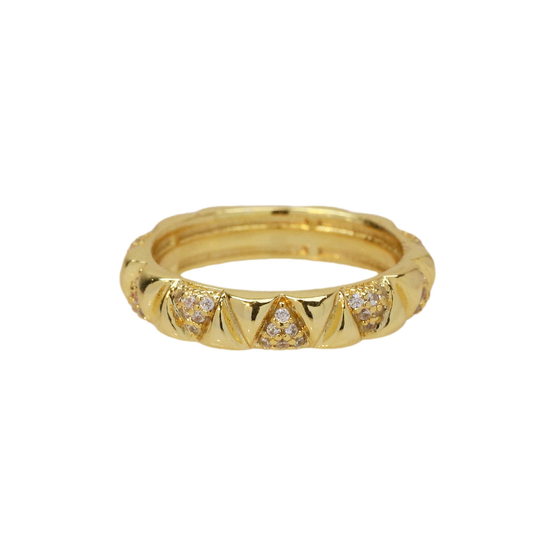 Wholesale 18k gold brass geometric triangle ring