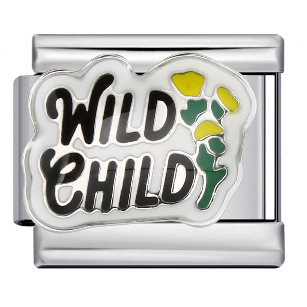 Wholesale Italian Module Bracelet Titanium Steel Welding Oil Dropping DIY Charms