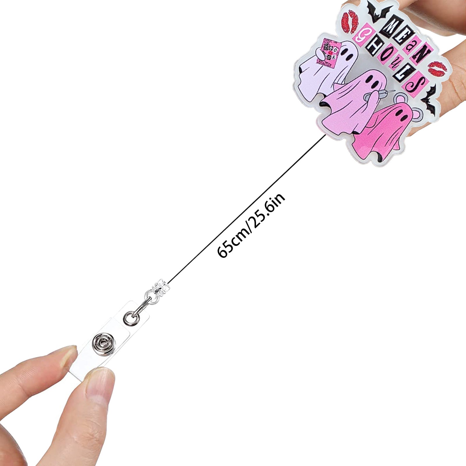 Wholesale ABS Retractable Badge Reel with  Ghost Skull Design - Stylish ID Holder for Office or Bag Charm