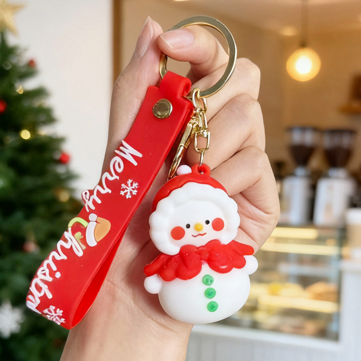 Wholesale Christmas cartoon keychain  snowman doll cute red pendant
