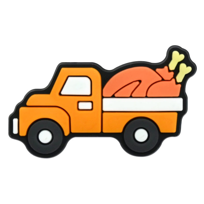 Wholesale   Random 100pcs Thanksgiving series PVC Soft Rubber Shoe Buckle Decoration