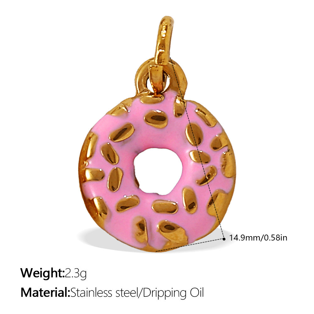 Wholesale  Food Series Ice Cream Donut Cake Titanium Steel Pendant DIY Necklace Bracelet Jewelry Accessories Cute