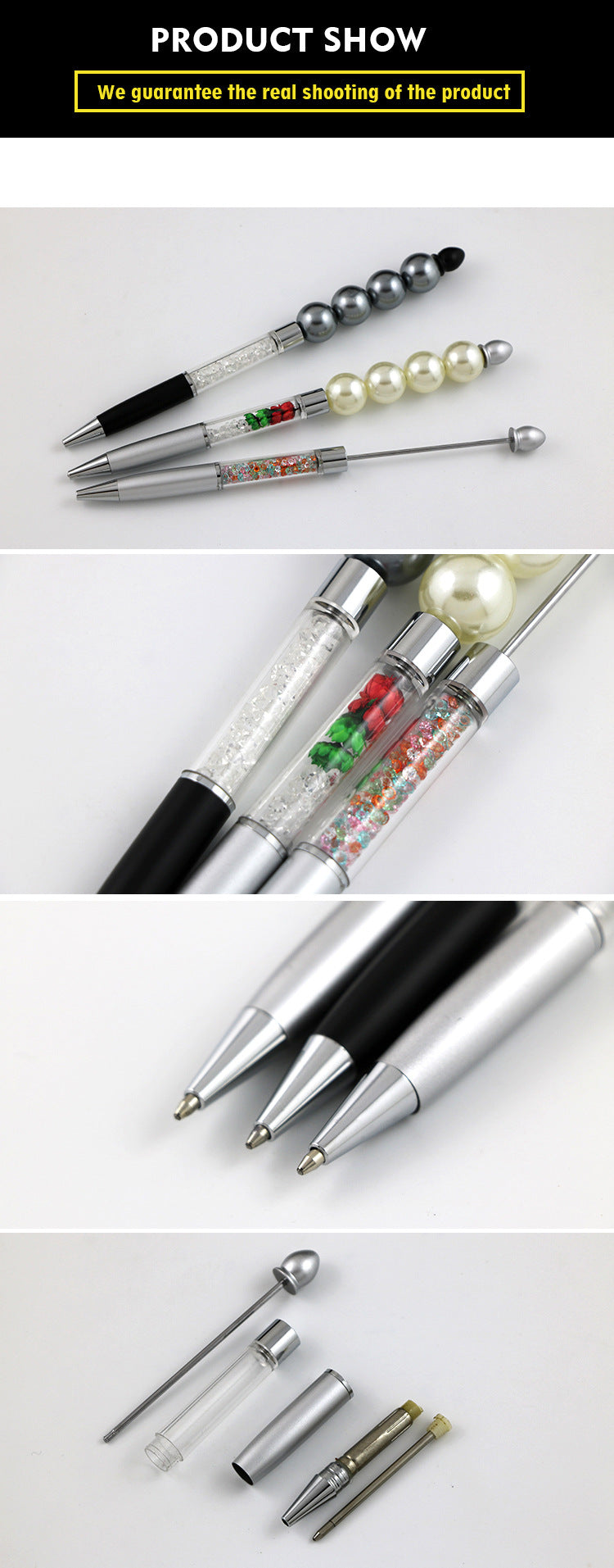 Stylo perlé en gros stylos à styles en métal vide