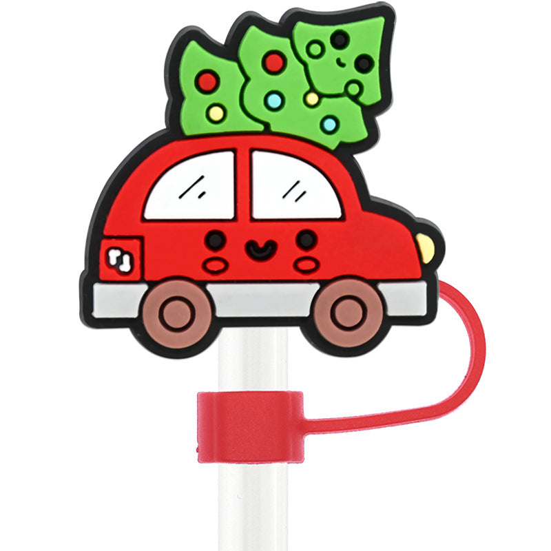 Wholesale Random 100pcs Christmas 10mm PVC Soft Straw Tube Cap ACC-SCR-RYY078