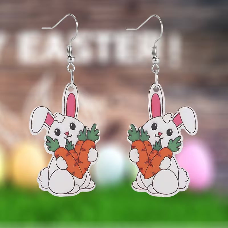 Wholesale Acrylic Easter bunny and carrot earrings