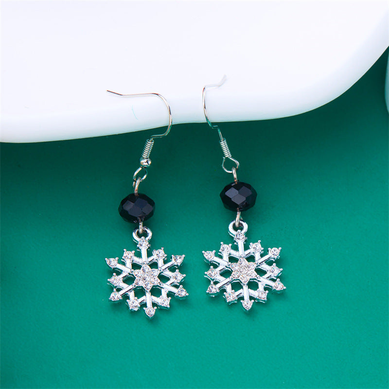 Wholesale Christmas ornaments diamond-encrusted Christmas tree snowflake wreath earrings
