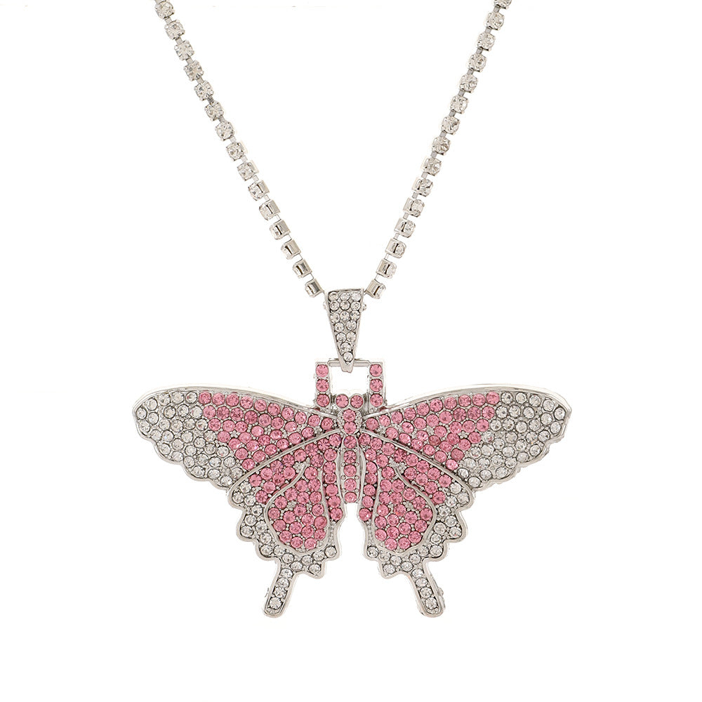 Wholesale Large Butterfly Diamond Hip-hop Alloy Necklace ACC-NE-HanQian003