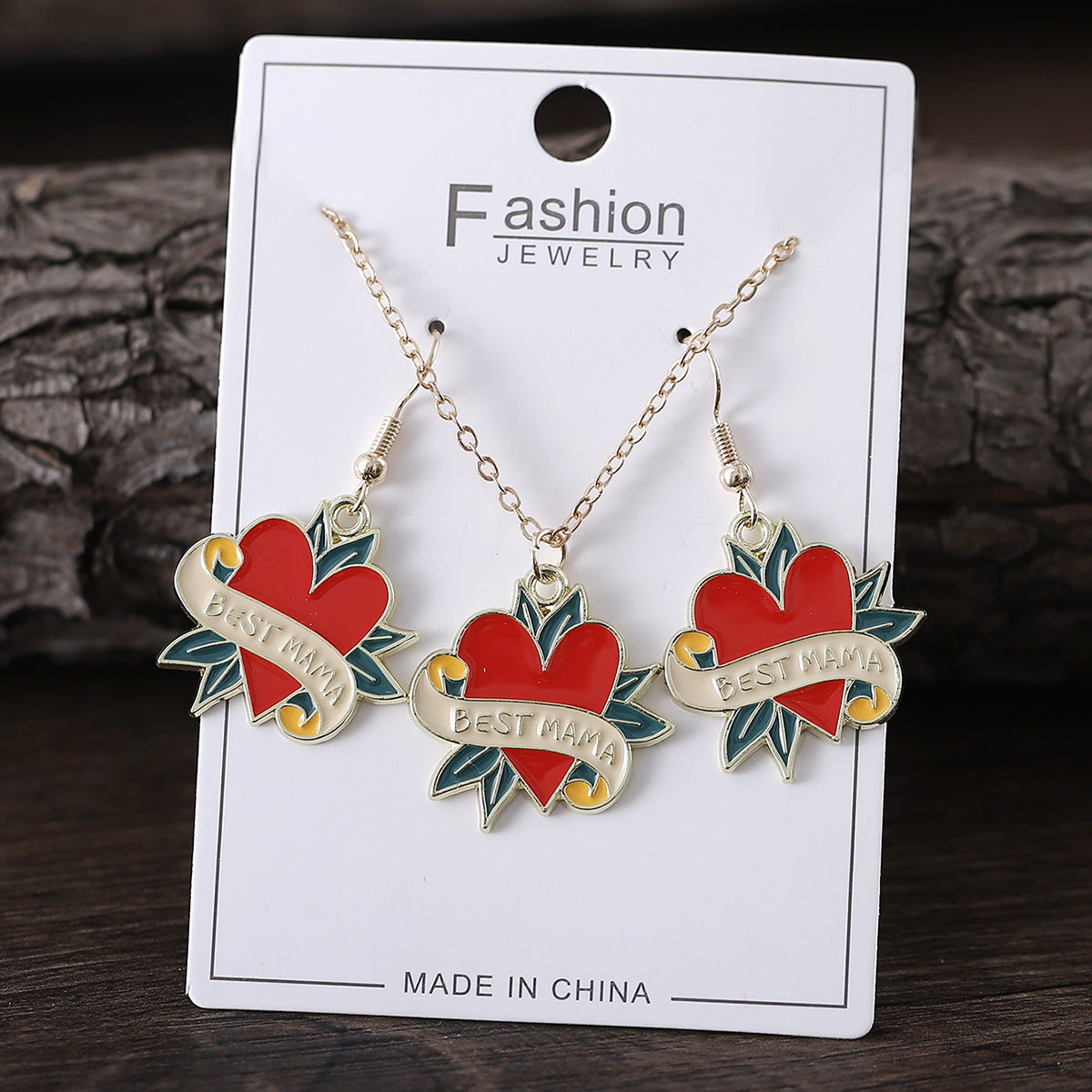 Wholesale Mother's Day Love Flower Diamond Crown Earrings Necklace Card suit