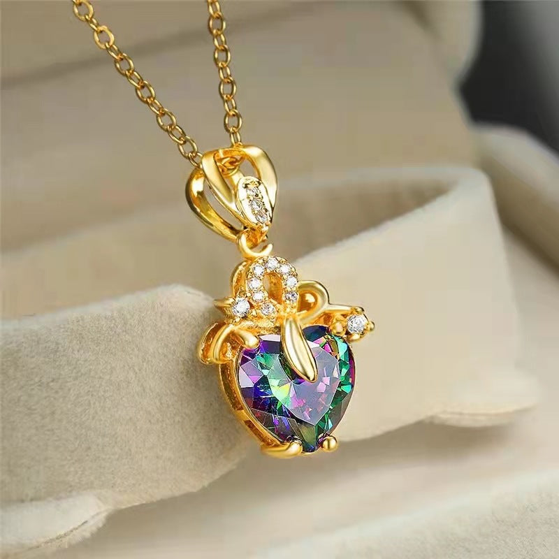 Wholesale Alloy Heart-shaped Diamond Necklace ACC-NE-JYS002