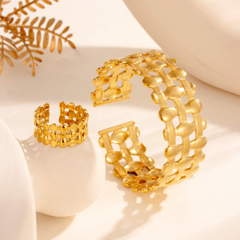 Wholesale Titanium steel metal open adjustable bracelet