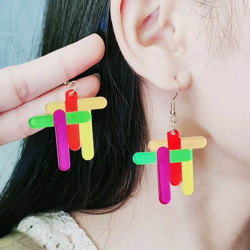 Wholesale Rainbow LGBT Pride Month Heart Shape Rainbow Dragonfly Acrylic Earrings ACC-ES-DA014