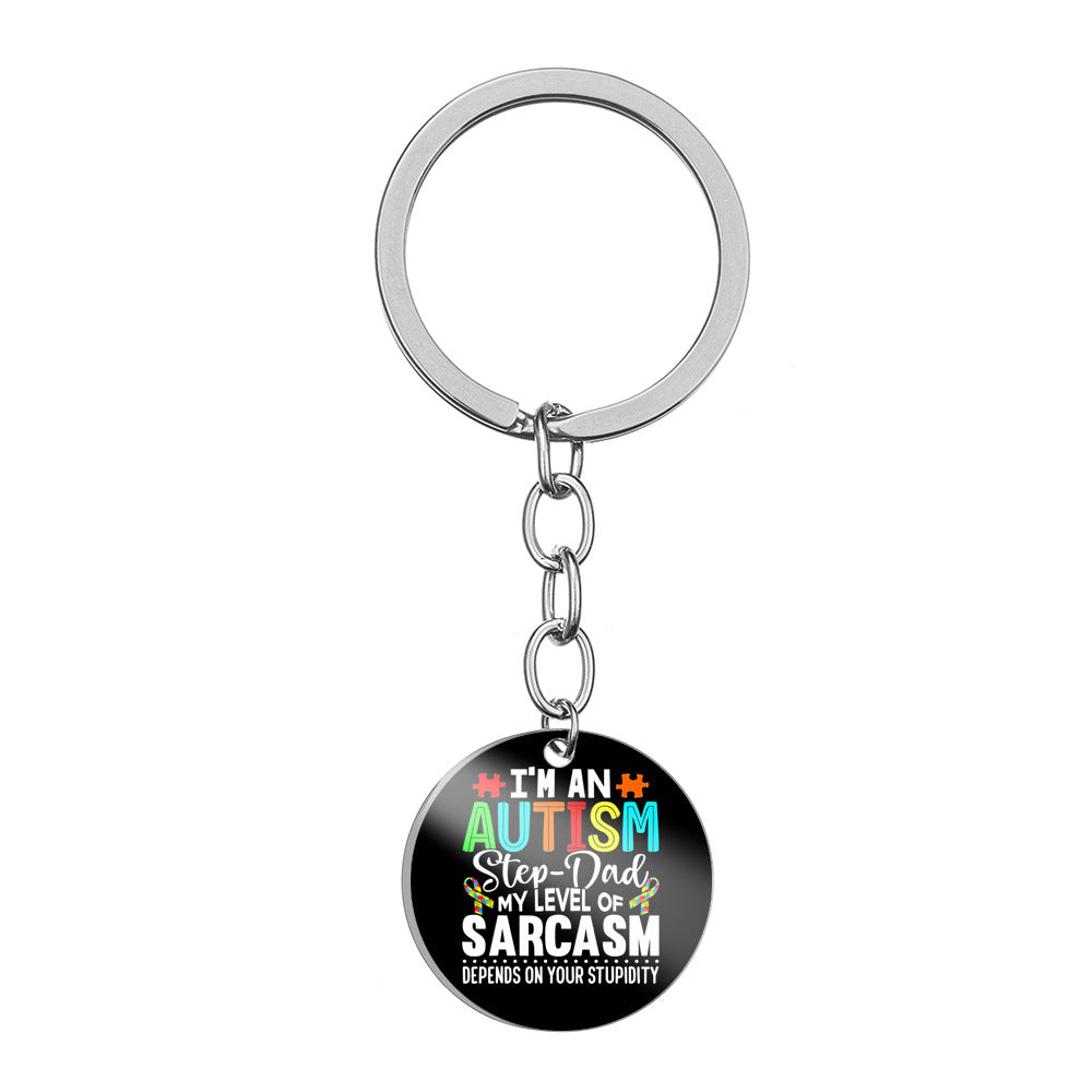 Wholesale Autism Color Printed Stainless Steel Keychain ACC-KC-HuanYu004