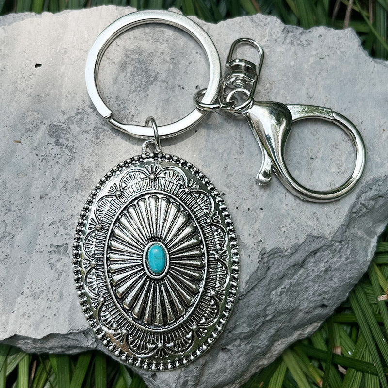 Wholesale 2pcs/pack Vintage Pumpkin Cactus Western Wind Turquoise Keychain ACC-KC-HY010