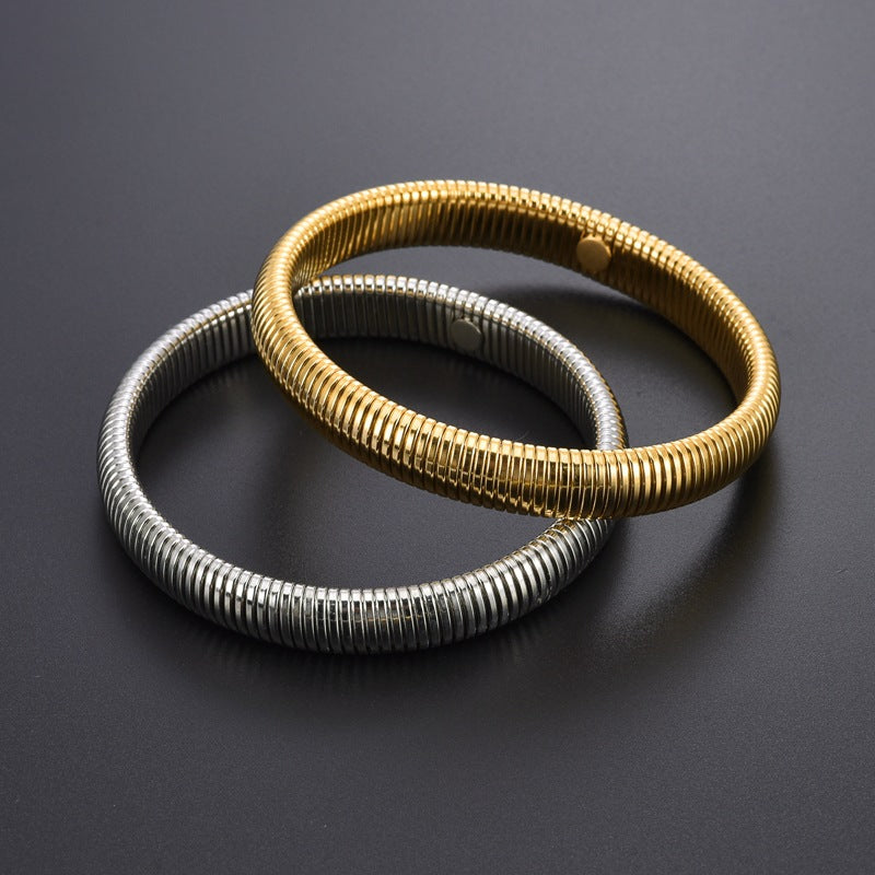 Bracciale elastico in acciaio al titanio a semicerchio all'ingrosso