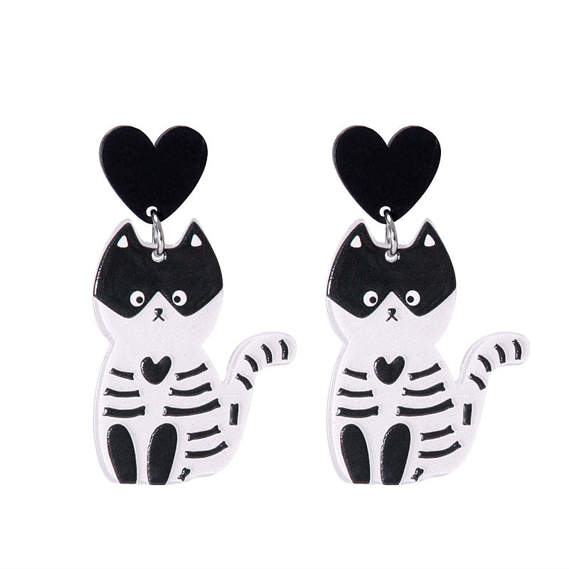 Wholesale Halloween Cartoon Funny Acrylic Plate Pumpkin Ghost Skull Earrings ACC-ES-BinLi004