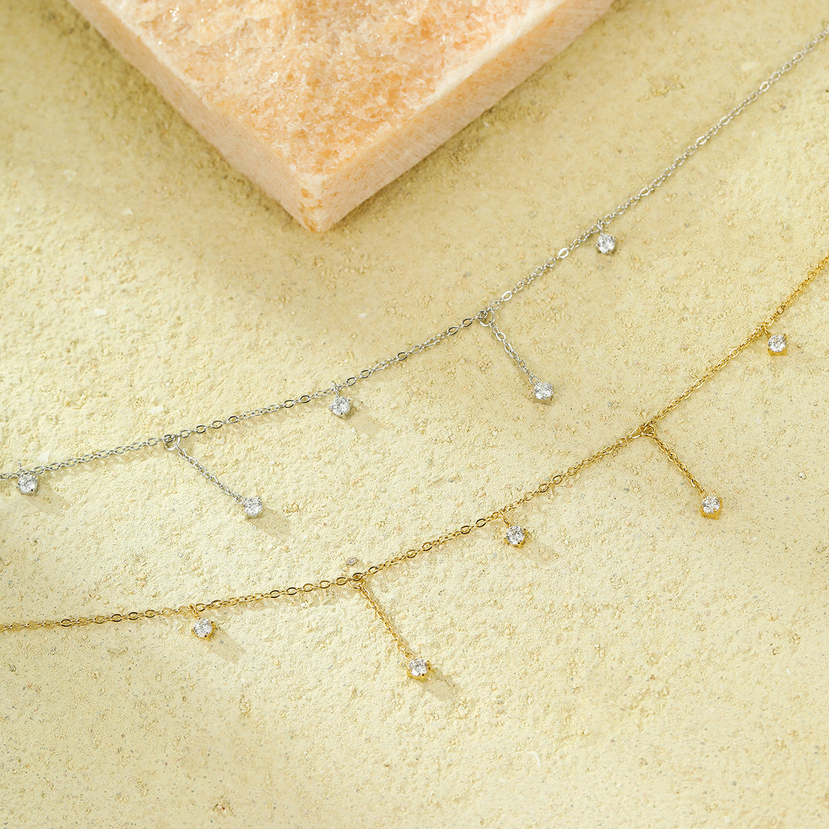 Wholesale stainless steel zircon pendant light luxury necklace jewelry