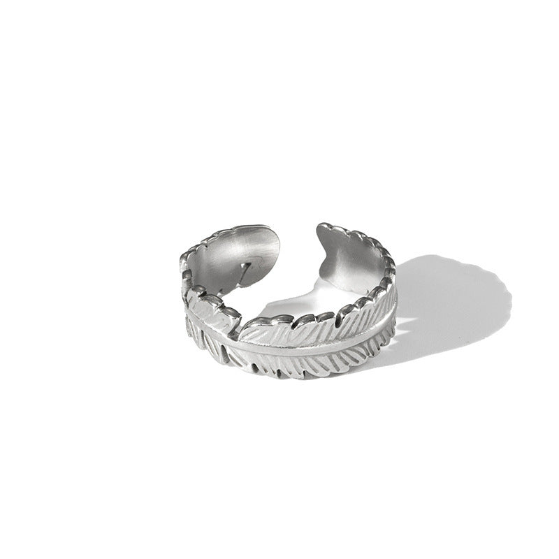 Wholesale Chic Geometric Hollow Leaf Open Ring,  Titanium Steel Electroplated,  Fashion Jewelry Accessory