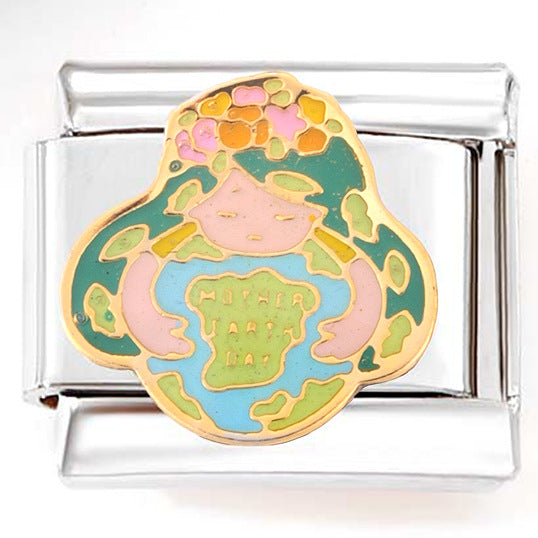 Wholesale Italian Charm Bracelet 9mm DIY Splicing Green Pink Heart Flower Stainless Steel Composable Bracelet