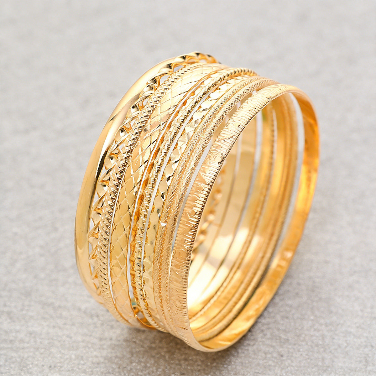 Wholesale Gold Electroplated Stacking Bracelet Set Trendy Women Fashion Accessory Gift Boutique Resale