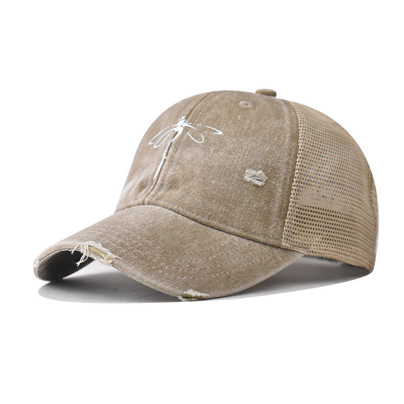 Wholesale Chic Butterfly Navy Blue Baseball Cap Adjustable Sun Protection Summer Resale