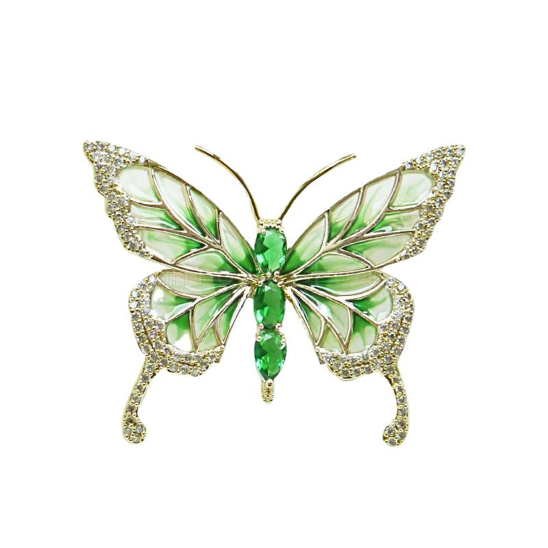 Wholesale Zircon Butterfly Brooch Colorful Oil Dropping Insect Accessories