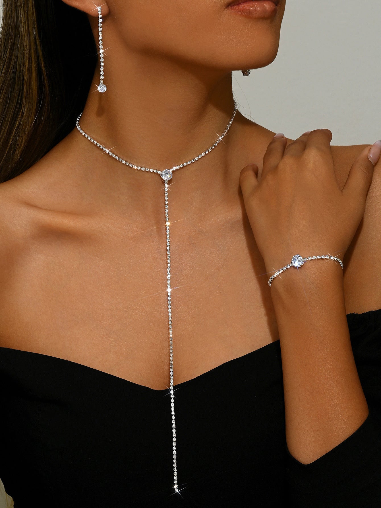 Wholesale  Exaggerated Long Necklace Earrings Bracelet suit