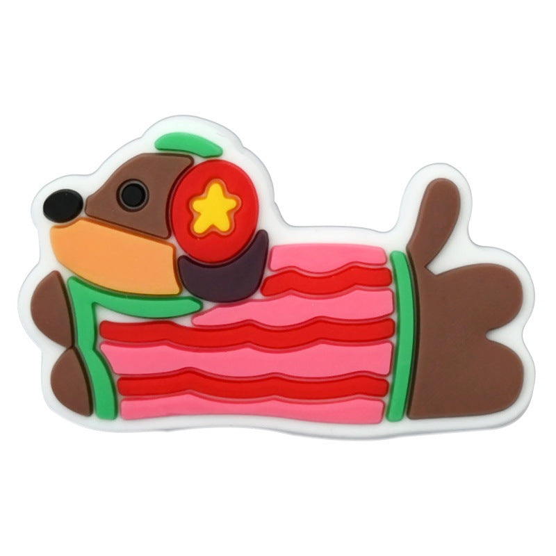 Wholesale   Random 100pcs Cartoon dachshund PVC Soft Rubber Shoe Buckle Decoration